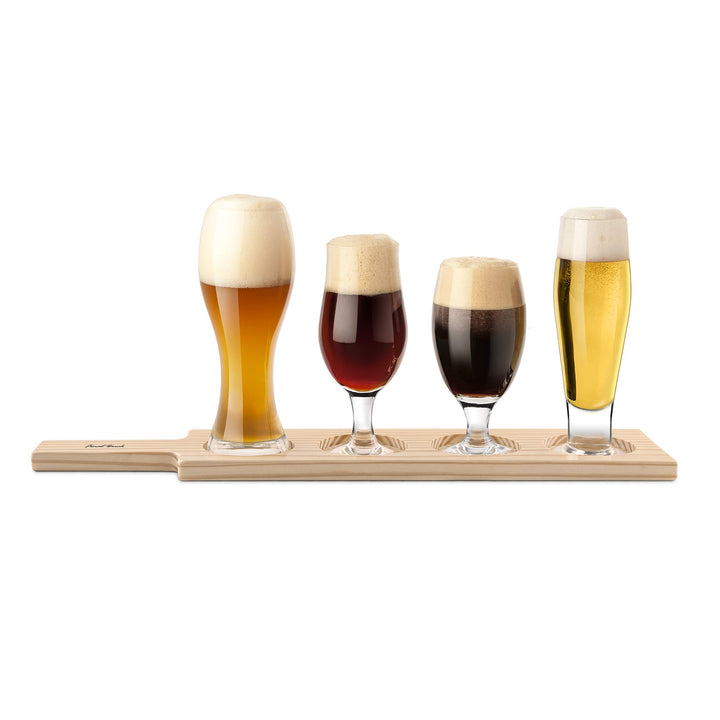 Bierprobe Set - 4 Gläser, Halter und Guide
