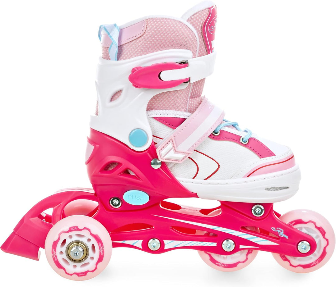 RAVEN 4in1 Inline Skates Triskates Rollschuhe Schlittschuhe Inliner für Kinder Mädchen verstellbar G