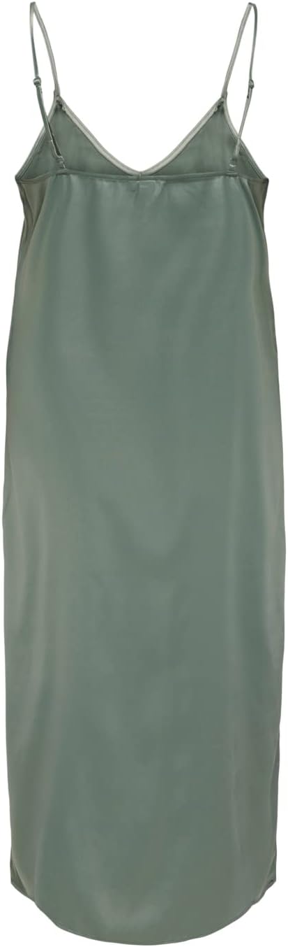 PIECES Damen Onlvictoria Satin Strap Mid Dress Noos W M Lily Pad, M Lily Pad