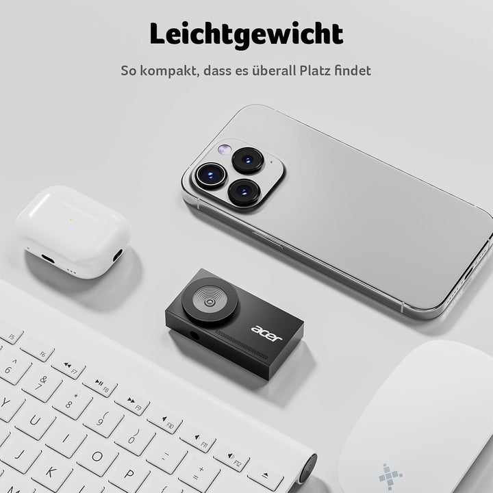 Acer 4K-Webcam für PC und Mac, Sony 1/2-Zoll-Sensor mit PDAF-Autofokus, 2 rauschunterdrückende Mikro