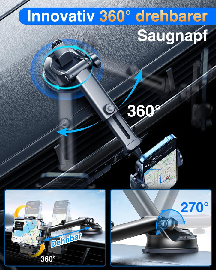 YRU [2026 Militär-Klasse] Handyhalterung Auto Handy Halterung Auto [Stärkst Saugnapf & Clip] Univers