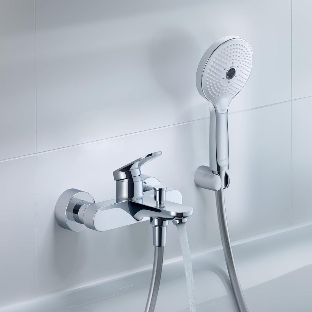 Duravit Wave Wannenarmatur Aufputz für 2 Verbraucher, Einhebel-Wannenmischer mit Keramikmischsystem