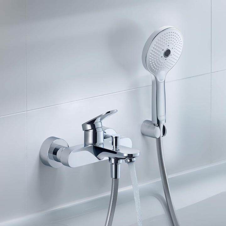 Duravit Wave Wannenarmatur Aufputz für 2 Verbraucher, Einhebel-Wannenmischer mit Keramikmischsystem