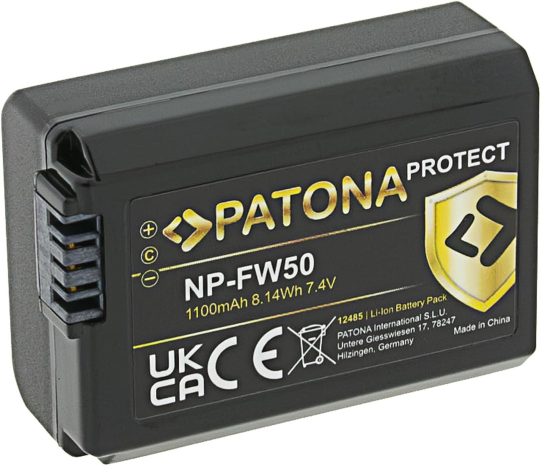 PATONA V1 Protect 2X Akku NP-FW50 (1030 mAh) mit Schutzgehäuse V1 - und PD Performance USB Ladegerät