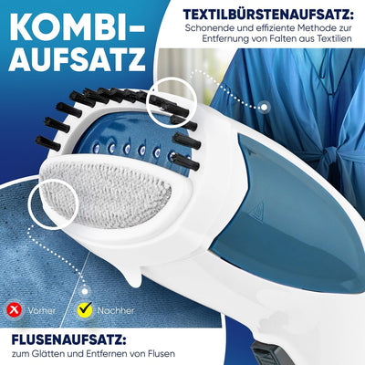 Clatronic® Dampfglätter für vertikales & horizontales bügeln | Steamer mit kurzer Aufheizzeit | Damp