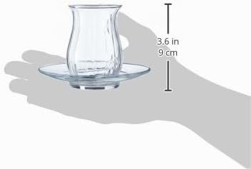 Pasabahce 96572 Linka Teeset 140 ml | 12-teilig (6 Teegläser mit Untersetzern) | Schlicht & elegant