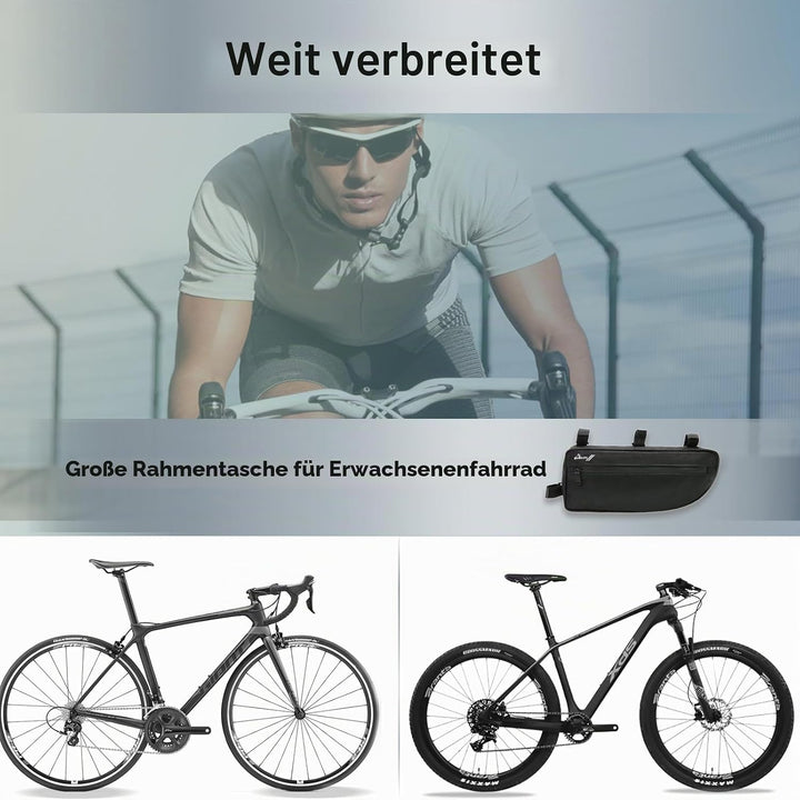 BOBILIFE Grosse Fahrradrahmentasche - wasserdichte Fahrraddreieck-Rahmentasche unter dem Oberrohr Po