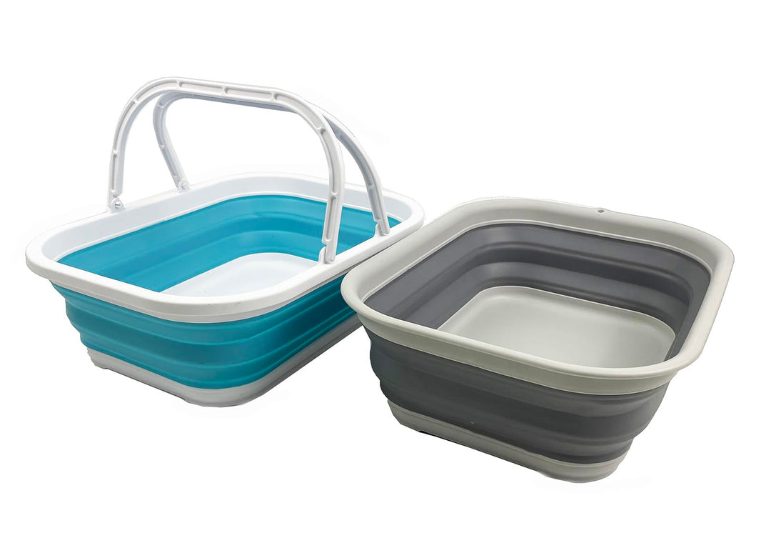 SAMMART 12L zusammenklappbare Wanne mit Griff + 12L zusammenklappbare Wanne - Tragbarer Picknickkorb