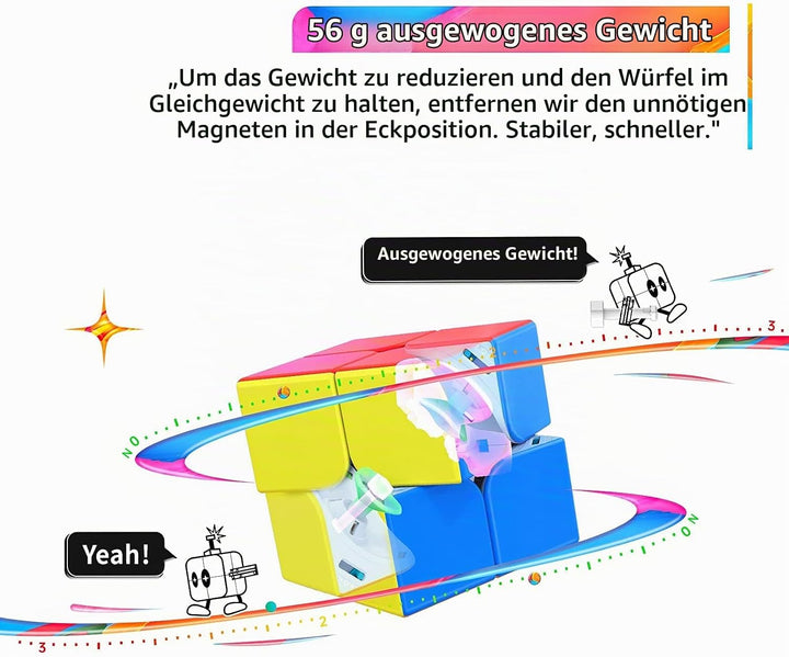 GAN 251 M Pro, 2x2 Magnetischer Speedcube stickerlos 251 Mini Cube 63 Magnete Puzzle Spielzeug für A