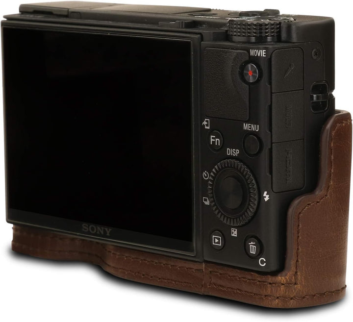 MegaGear MG1731 Ever Ready Leder Kameratasche mit Trageriemen kompatibel mit Sony Cyber-Shot DSC-RX1