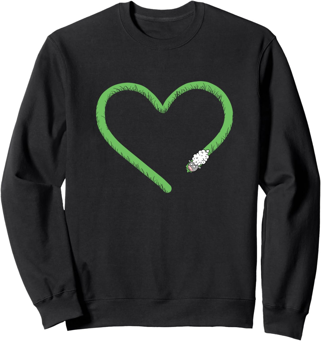 Schaf Mit Herz I Grasendes Schaf Fun I Tier Design Sweatshirt