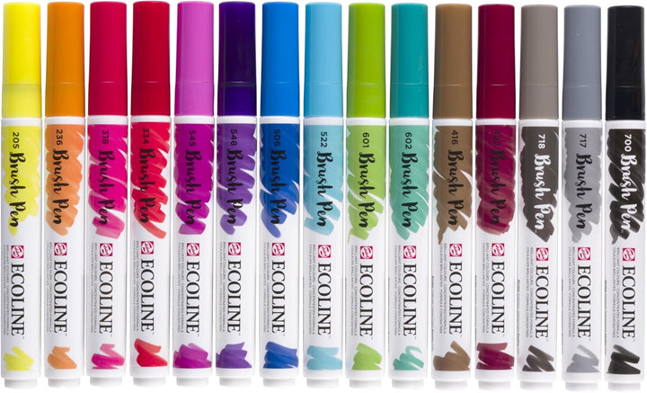 Royal Talens 11509003 - Ecoline Brush Pens 15 Stifte Set, flüssige Wasserfarbe