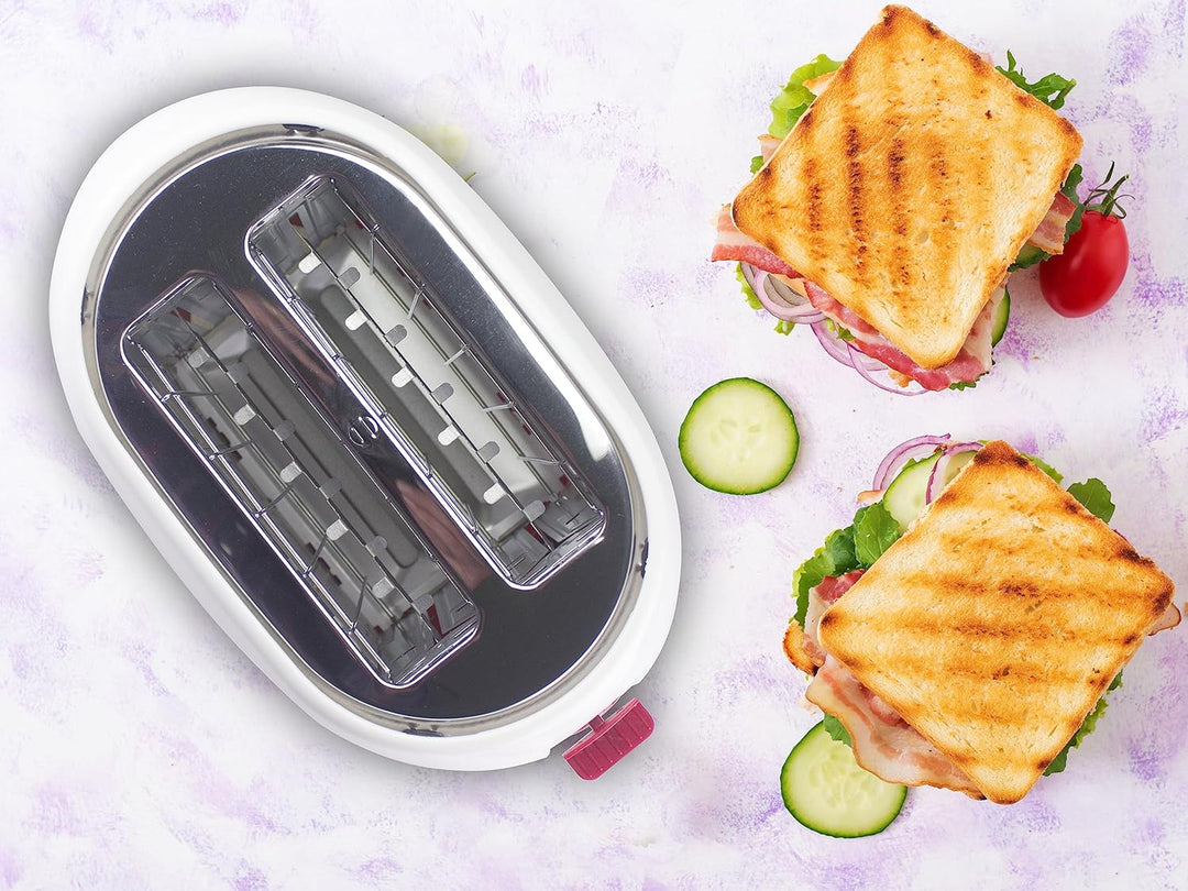 BEPER P101TOS100 Toaster mit Edelstahlzange, 7 Bräunungsstufen, Krümelschublade, 2 breite Schlitze