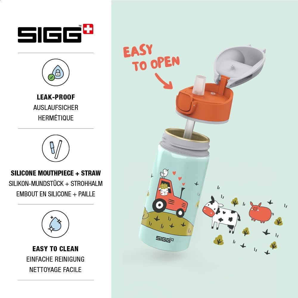 SIGG - Alu Trinkflasche Kinder - Miracle - Mit Trinkhalm - Auslaufsicher - Federleicht - BPA-frei -