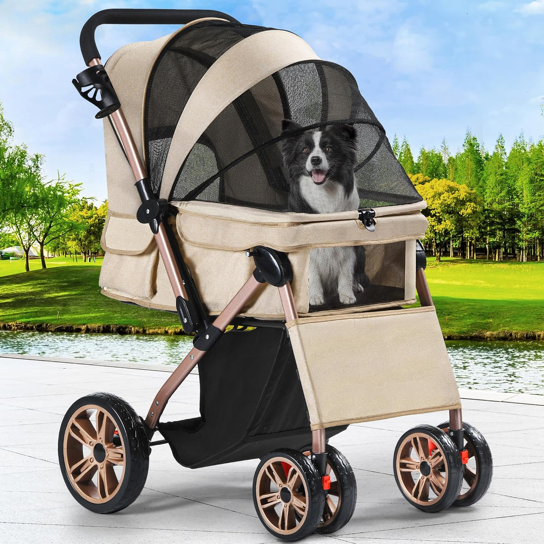 YITAHOME Hundebuggy Hundewagen klappbar für Hunde & Katzen, Haustierbuggy bis 22 kg mit umkehrbarem