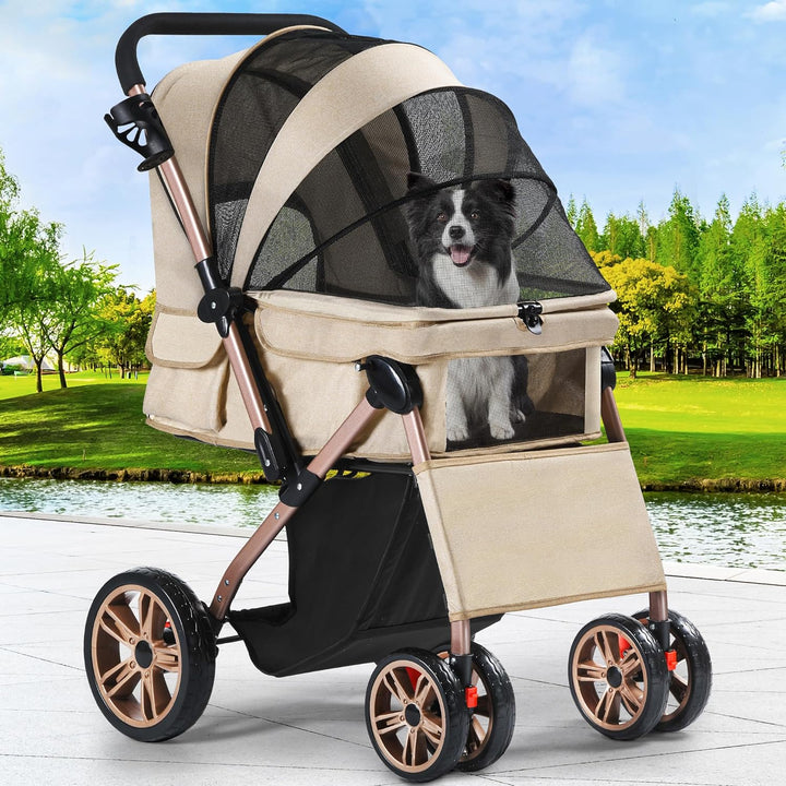YITAHOME Hundebuggy Hundewagen klappbar für Hunde & Katzen, Haustierbuggy bis 22 kg mit umkehrbarem