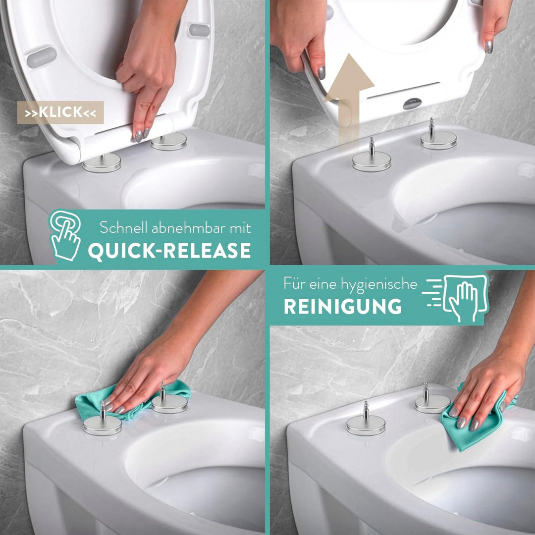 Benkstein® Premium Toilettendeckel antibakteriell oval weiss. Klodeckel mit Quick-Release-Funktion u