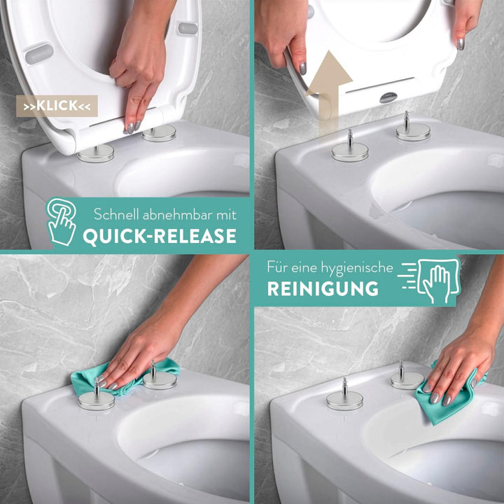Benkstein® Premium Toilettendeckel antibakteriell oval weiss. Klodeckel mit Quick-Release-Funktion u