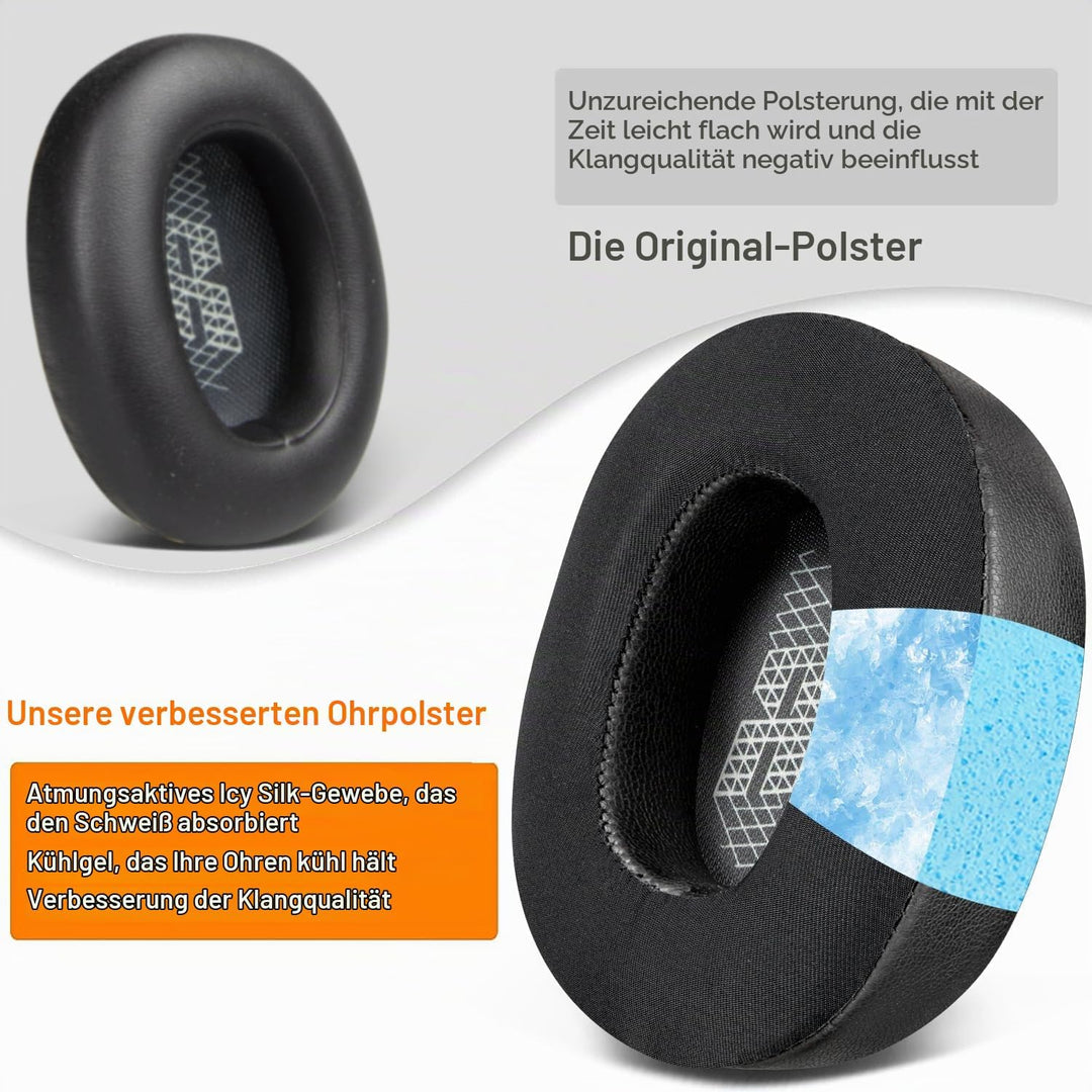 SOULWIT Kühlgel Ersatzpolster Ersatz Ohrpolster für JBL E65BTNC/Live 650BTNC/Live 770NC/Live 660NC/D