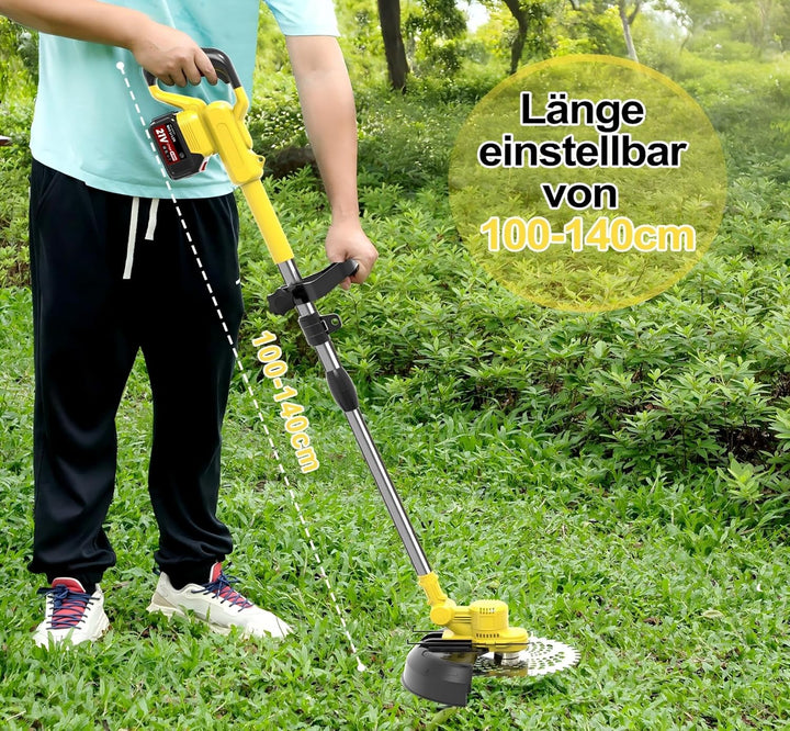 TerraKraft 21V Rasentrimmer mit Akku, 750w Akkus Rasentrimmer, Freischneider Akkus, Die Teleskophöhe