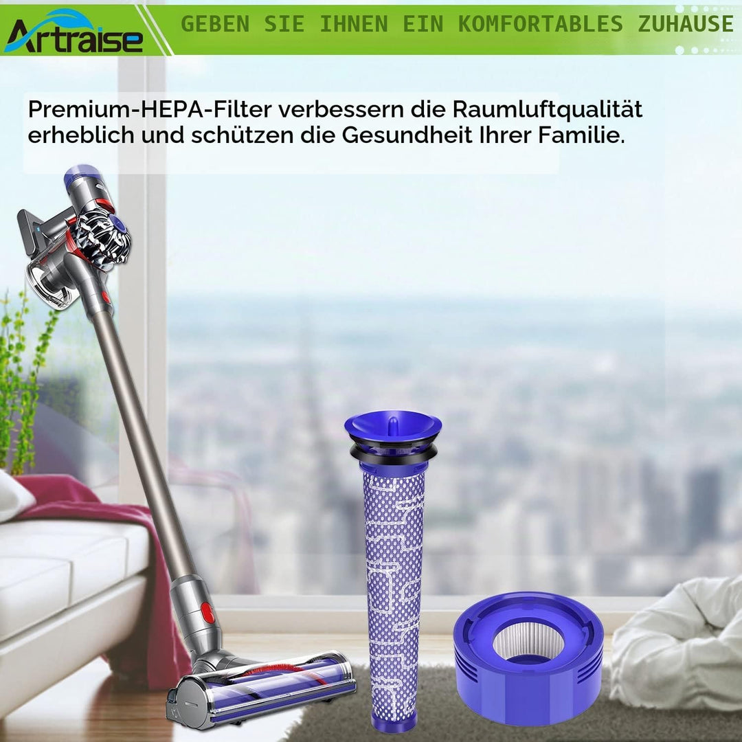 Artraise V8 Filter für Dyson 3 HEPA-Nachmotorfilter-Kit & 3 Vorfilter V8 V7 Ersatzfilter Set für Dys