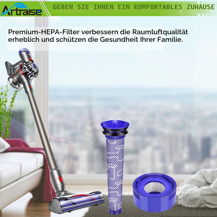 Artraise V8 Filter für Dyson 3 HEPA-Nachmotorfilter-Kit & 3 Vorfilter V8 V7 Ersatzfilter Set für Dys