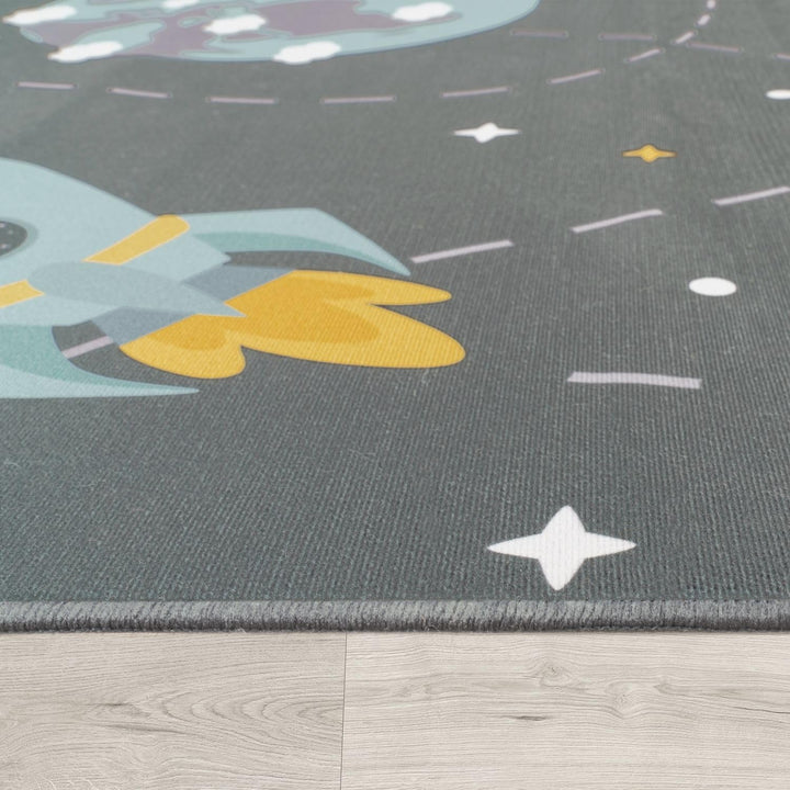 TT Home Kinderteppich Babyzimmer Teppich Kinderzimmer rutschfest Tiere Weltkarte Autos, Farbe:Grau B