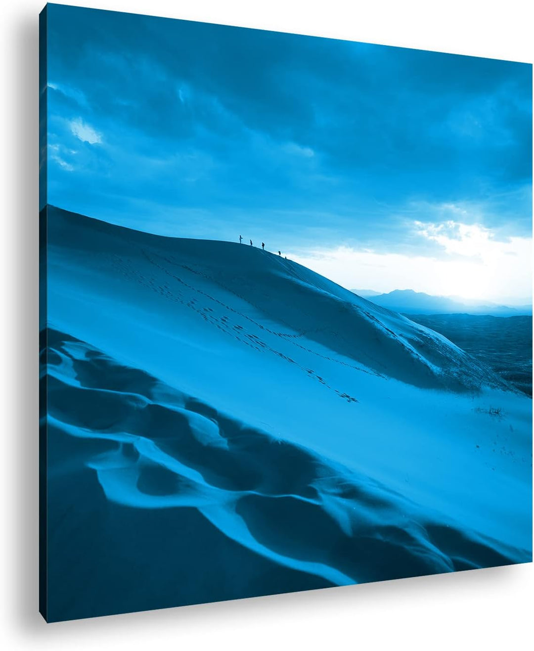 Sanddüne in der Wüste Format: 60x60 Effekt: Monocrome Blau als Leinwandbild, Motiv fertig gerahmt au