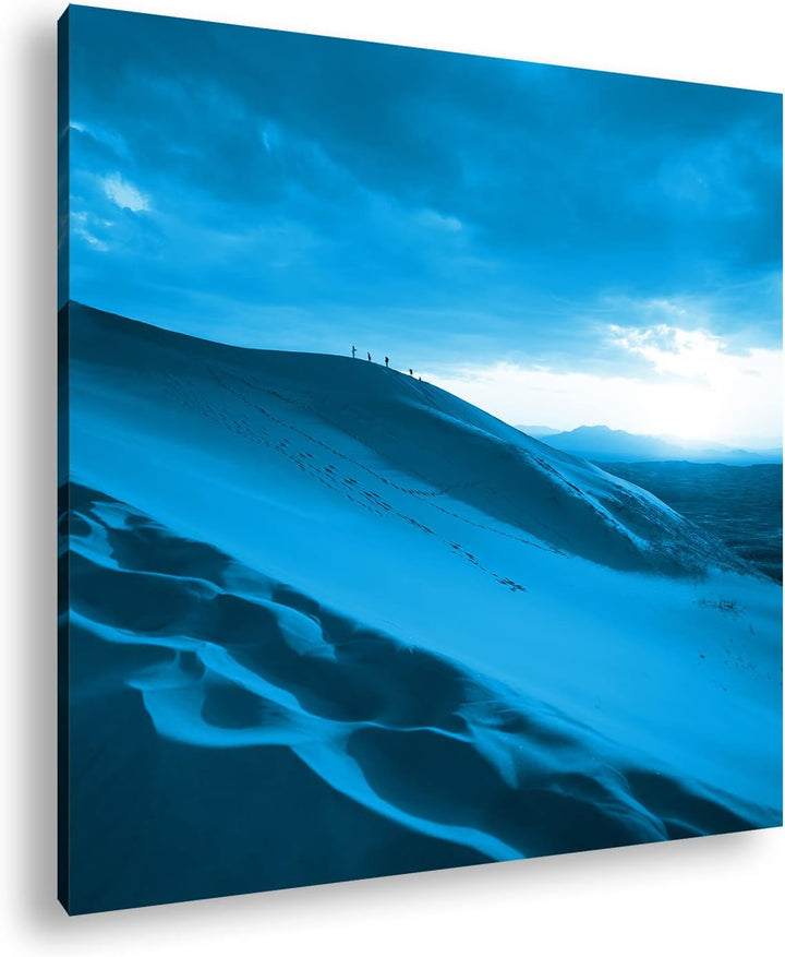 Sanddüne in der Wüste Format: 60x60 Effekt: Monocrome Blau als Leinwandbild, Motiv fertig gerahmt au