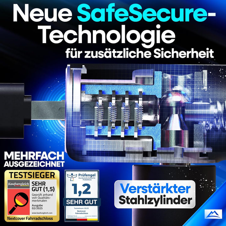 NEXTCOVER® Fahrradschloss LockOne mit Schlüssel I - [SAFESECURE] Fahrradschloss hohe Sicherheit I ro
