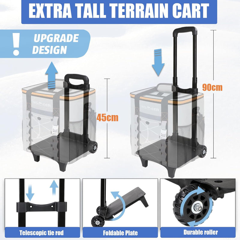 INSMEER Kühltasche Faltbre mit Rollen, 30L / 50 Can Kühltasche Gross, Wasserdicht Einkaufswagen Stra