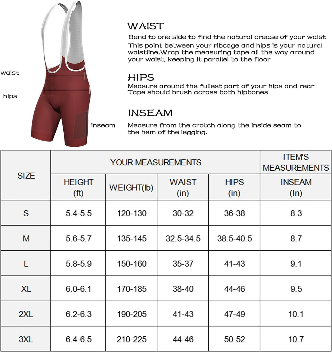 Lo.gas Herren Radfahren Bib Shorts, Radfahren Shorts für Männer Gel gepolstert mit Taschen, Road Sho