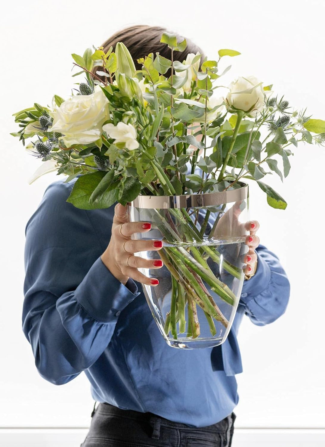 EDZARD Vase Charlotte (Ø 19 cm, Höhe 24 cm) aus mundgeblasenem Kristallglas - Blumenvase, Glasvase r