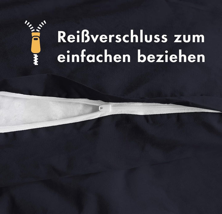 Sleeptime 100% Baumwolle Bettwäsche 135cm x 200cm 4teilig Navy Blau - weich &amp; bügelfrei Bettbezüge m