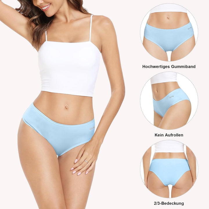 Anqier Unterhosen Damen, 6er Pack Baumwolle Panties Atmungsaktiv Slips Damen Bequeme Hipster Frauen