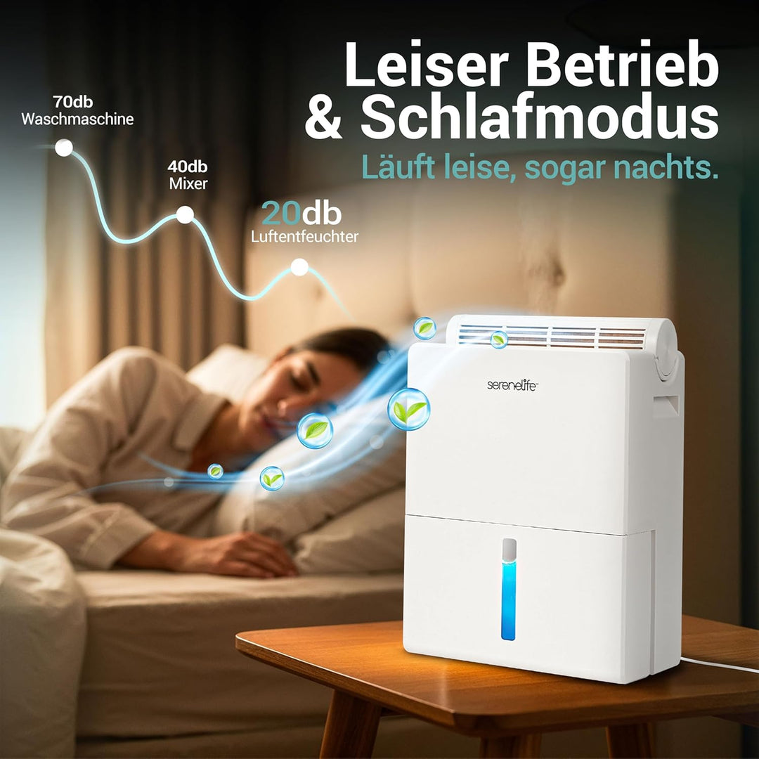 SereneLife Luftentfeuchter Elektrisch Leise 2,3 L für Schlafzimmer und Bad – Kompakter Raumentfeucht