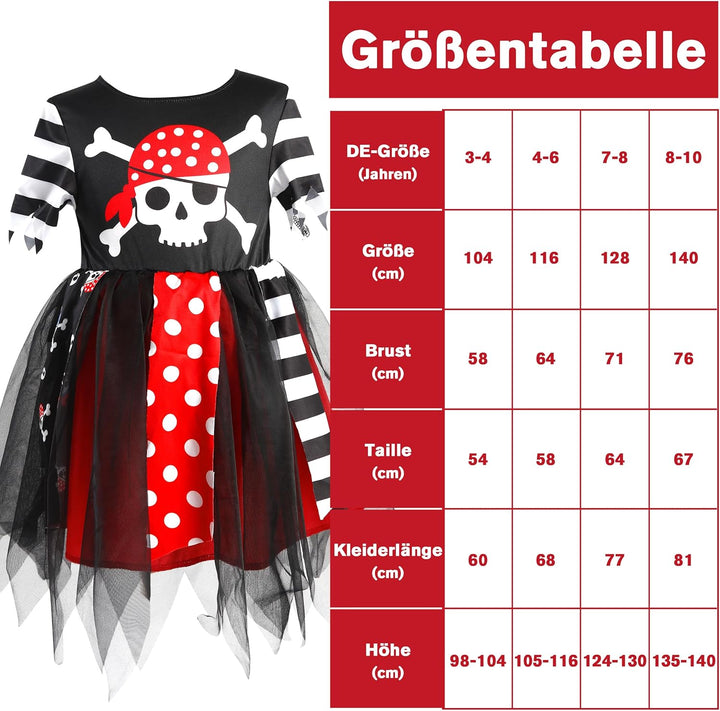 IKALI Pirat kostüm für Kinder Mädchen, Rustikale Maiden Seeräuber Schicken Kleid Aus Der Karibik Rov