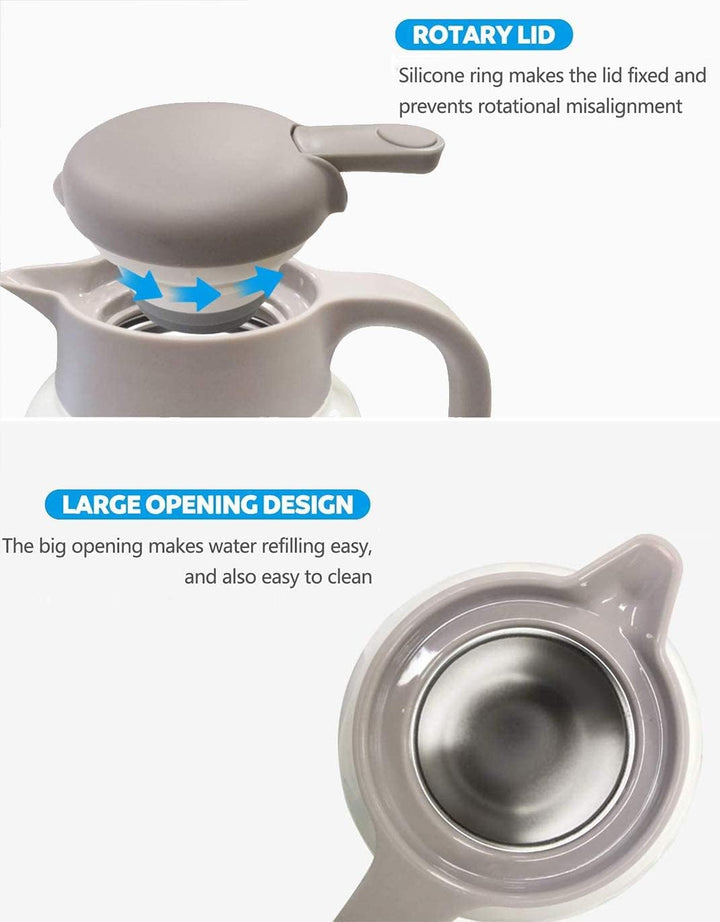 Luvan Thermoskanne 2,0 l, Thermokaraffe aus Edelstahl, Warmhaltefunktion, kalt, 24 Stunden (weiss),