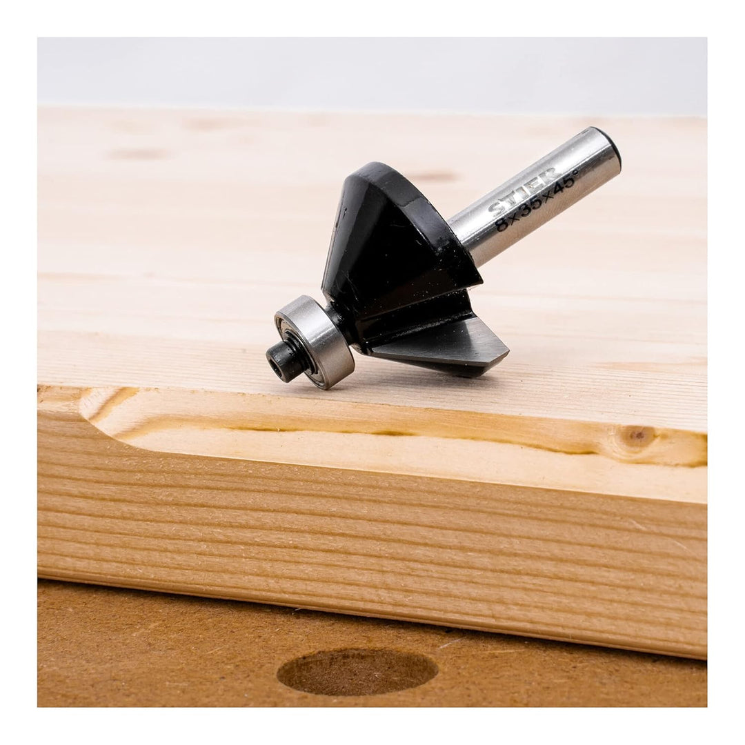 STIER Rand- und Kantenfräser Set, 6-teilig, 8 mm Schaft, Oberfräsen Fräser Set, Fräser für Oberfräse