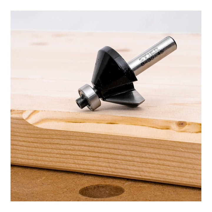 STIER Rand- und Kantenfräser Set, 6-teilig, 8 mm Schaft, Oberfräsen Fräser Set, Fräser für Oberfräse