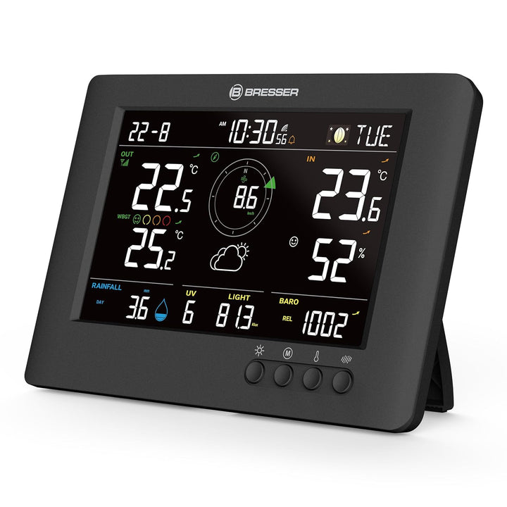 Bresser 8-in-1 ClearViewTB Wetterstation mit Hitzestress-Index, Sensirion-Sensor, 8-in-1-Multisensor