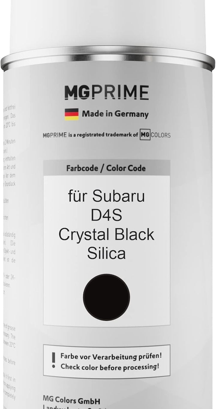 MG PRIME Autolack Sprühdosen Set für Subaru D4S Crystal Black Silica Basislack Klarlack Spraydose 40
