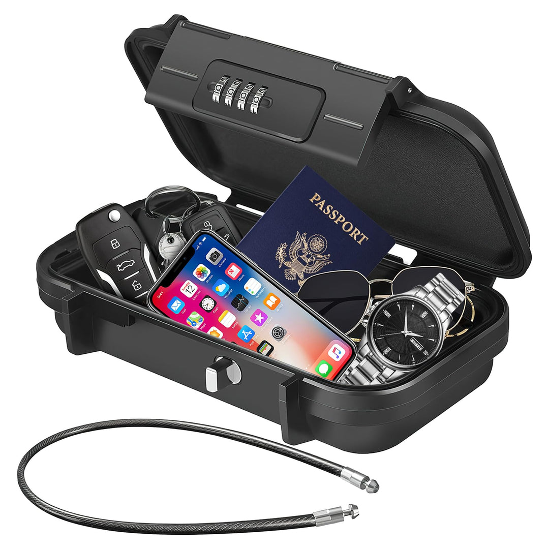 Tragbarer Geldschränke mit Zahlencode, 4 Stellig Zahlencode Sicherheitsbox Outdoor Sicherheitssafe,