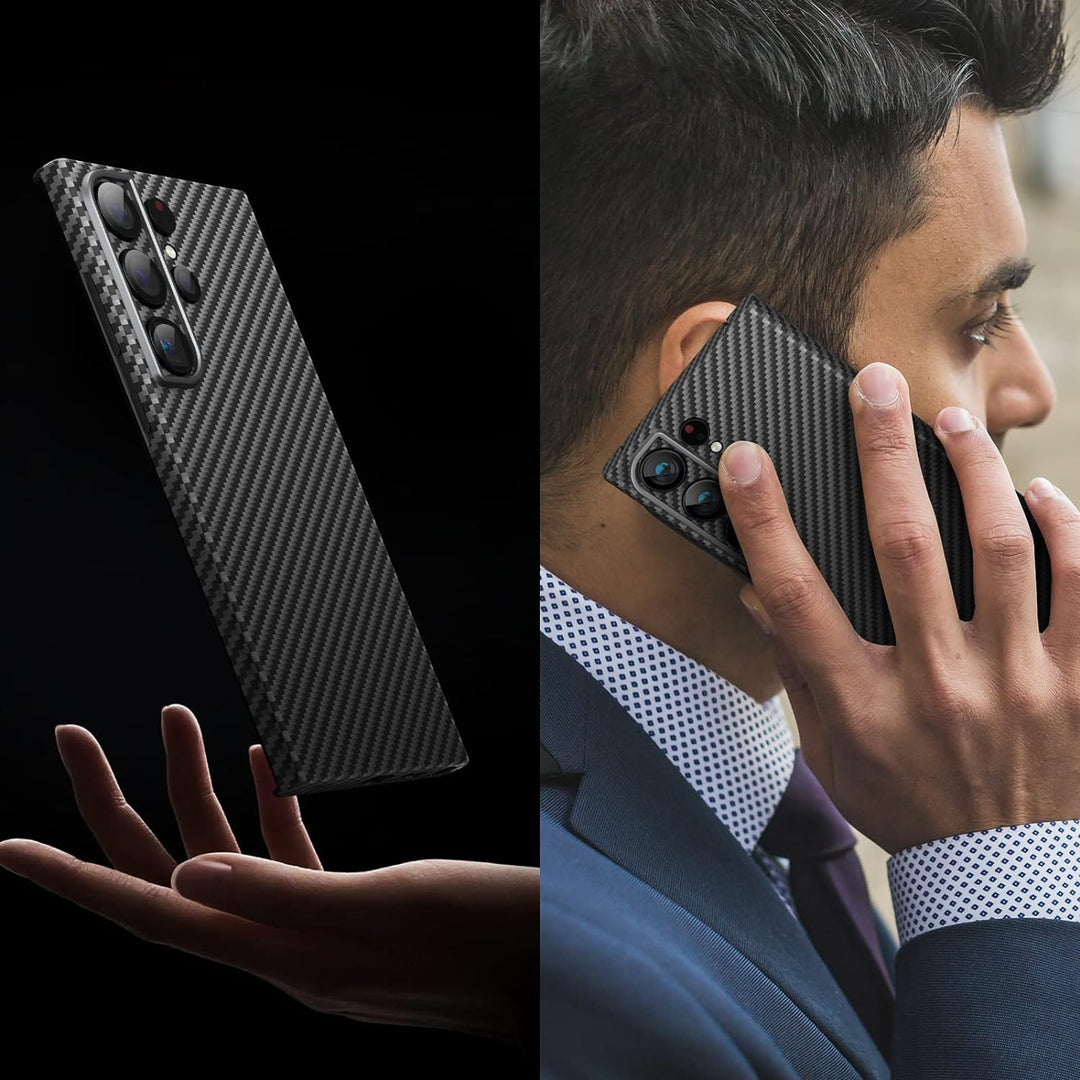 memumi Carbon Hülle für Galaxy S23 Ultra, 0.5 mm Superdünne, Hülle aus echter Aramidfaser [100% Aram