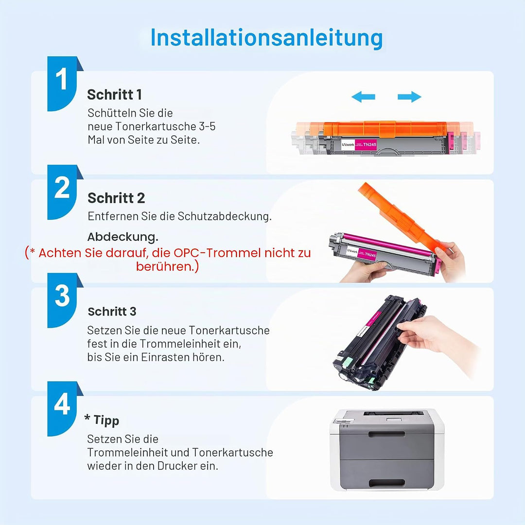 Uniwork TN241 TN245 Toner Kompatibel für Brother MFC 9142 CDN Toner TN 241 TN-245 TN-242 TN-246 MFC-