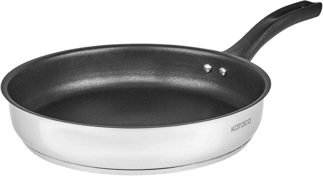 Karaca Gastro Pfanne, 24 cm - Hochwertige Pfanne aus rostfreiem Stahl 304 mit 2,1 Liter Fassungsverm