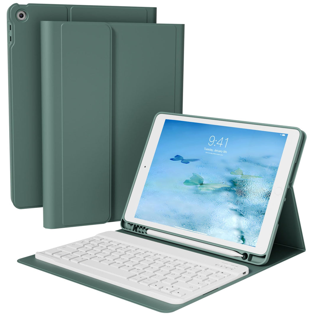 Tastatur Hülle für iPad 9. Generation 10,2 Zoll mit Stifthalter, Magnetisch Bluetooth Abnehmbarer Ta