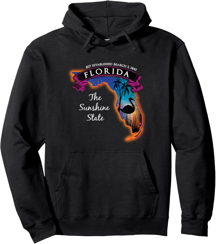 Florida Flamingo Palm Trees Night Sky Sunshine State Gift Pullover Hoodie