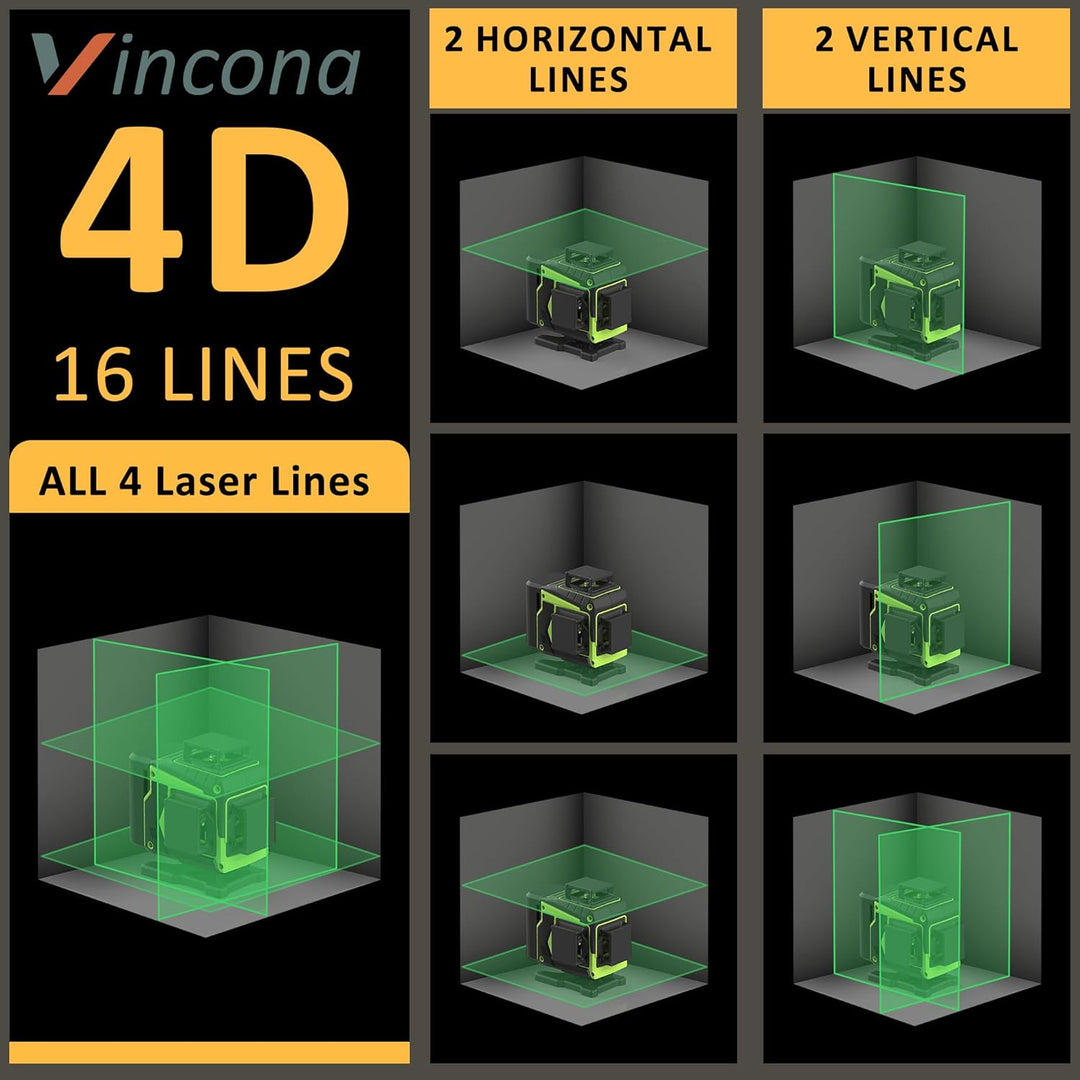Vincona Kreuzlinienlaser Grün, Laser Wasserwaage mit Stativ 4 x 360 °, Nivellierlaser Selbstnivellie