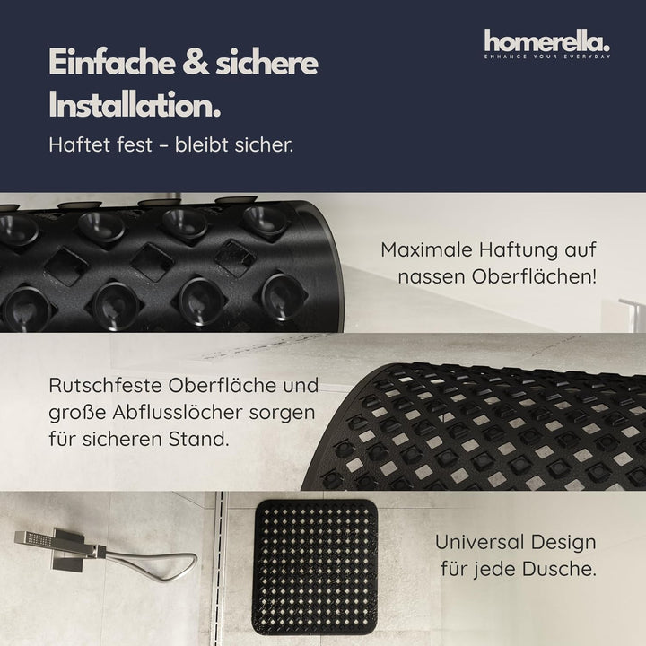 homerella© Duschmatte rutschfest 53x53cm, INKL. AUFHÄNGUNG, Antirutschmatte Dusche, schimmelresisten